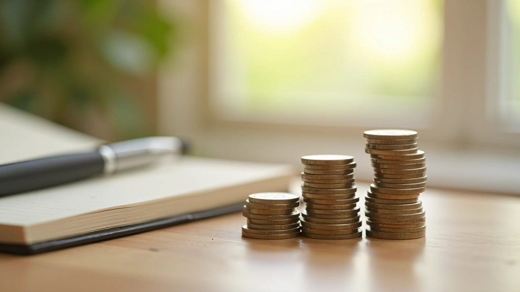 Pilha de moedas em sequência crescente representando empilhamento de hábitos pequenos